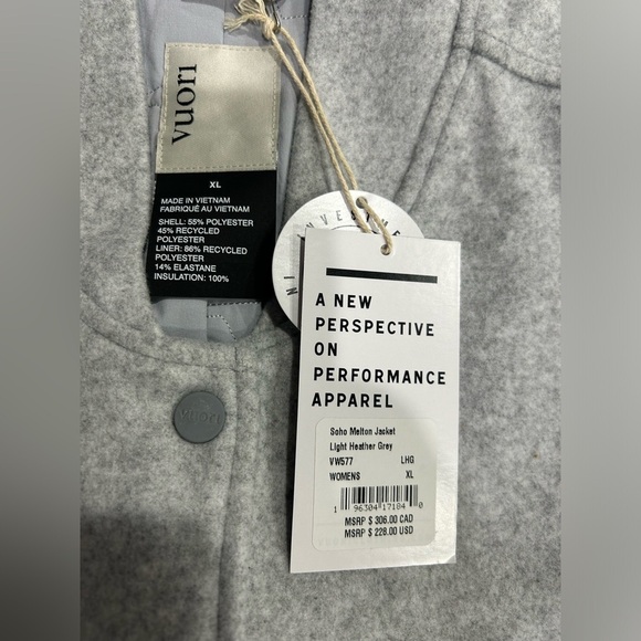 Vuori Women's XL Soho Melton Jacket Light Grey NWT Synthetic Wool Sporty - Picture 7 of 8